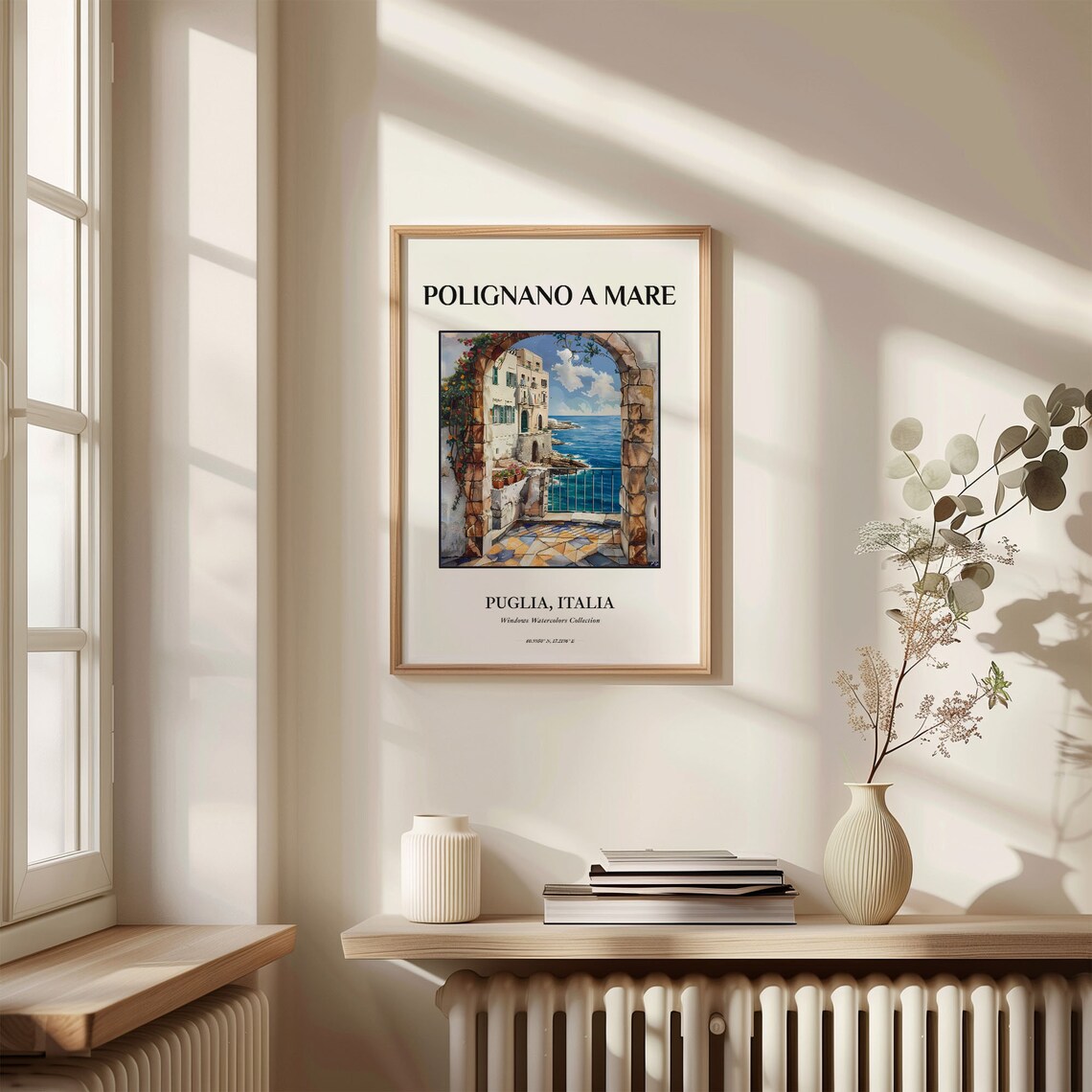 Polignano a Mare Puglia Italy Sea Archway Terrace Watercolor Poster - Image 3