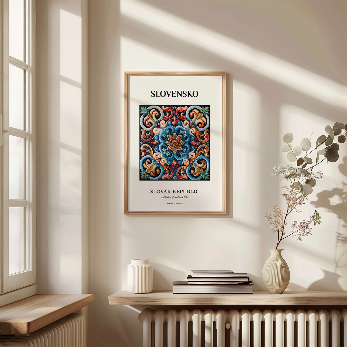 Slovensko Slovak Republic Tile Poster with Ornate Star Medallion - Image 3