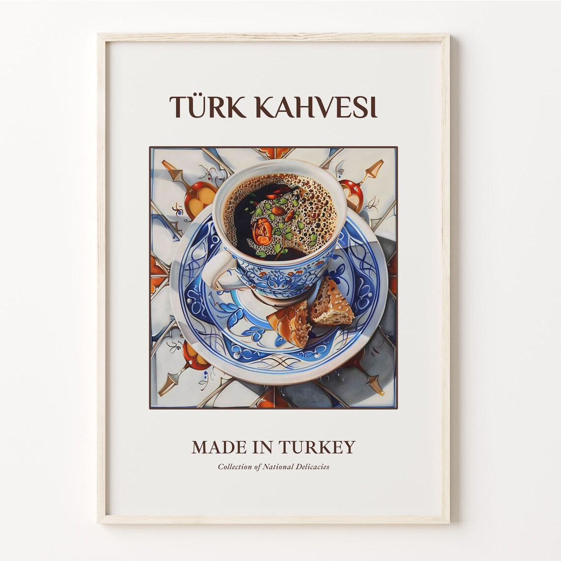 Türk Kahvesi Turkish Coffee Cup Maiolica Tile Style Kitchen Poster