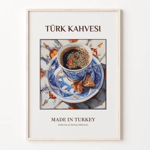 Trk Kahvesi Print Maiolica Tile Wall Art Traditional Turkish Coffee Poster Kitchen Decor Bar Art