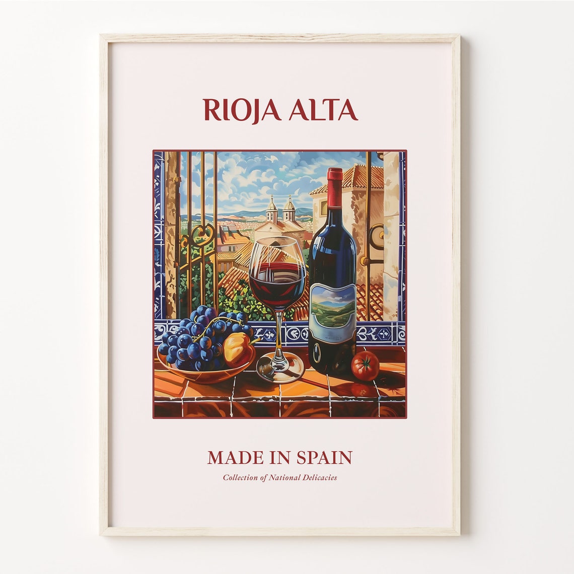 Rioja Alta Spanish Red Wine Bottle Glass Tile Art Kitchen Poster