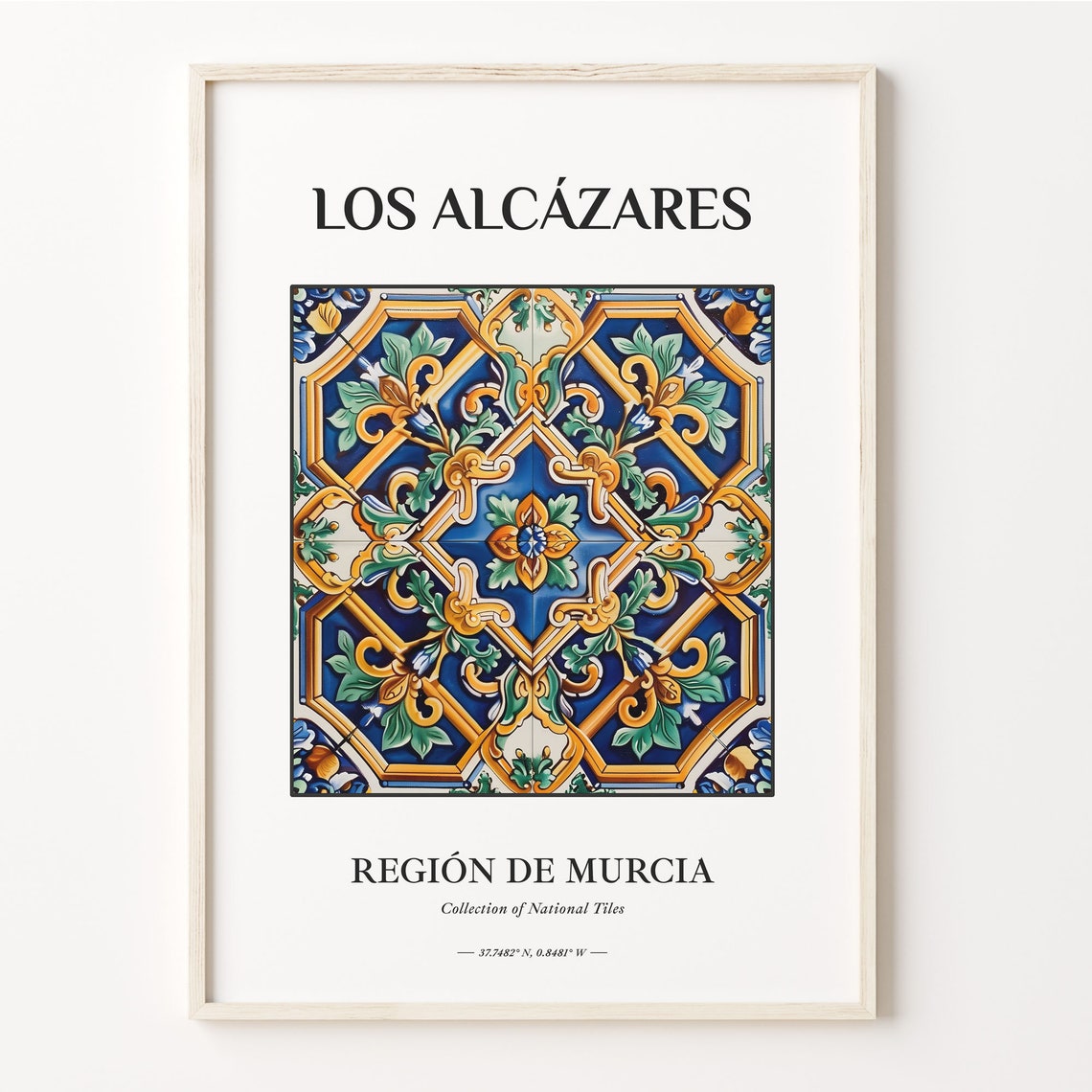 Los Alcazares Murcia Tile Poster with Geometric Moorish Star