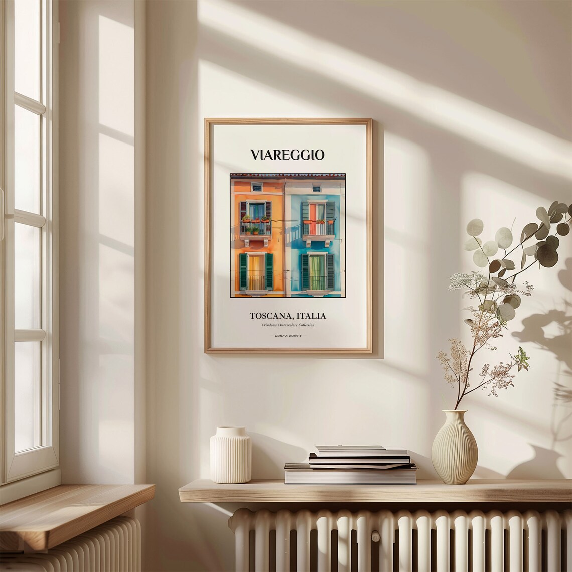 Viareggio Toscana Italy Watercolor Window Facade Art Travel Poster - Image 3