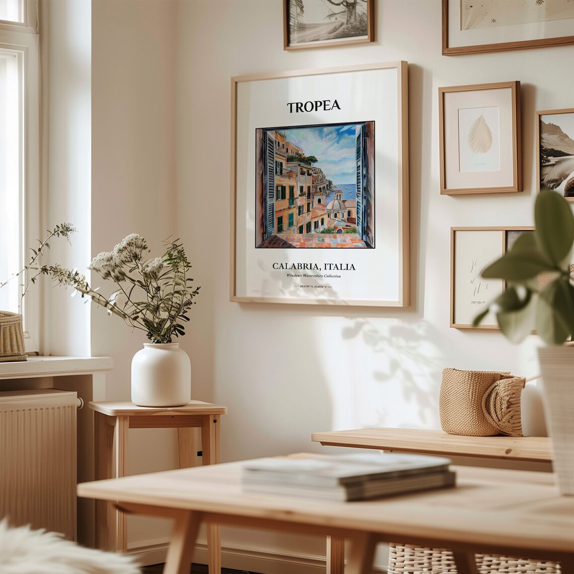 Tropea Calabria Italy Watercolor Print with Coastal Window View - Image 2