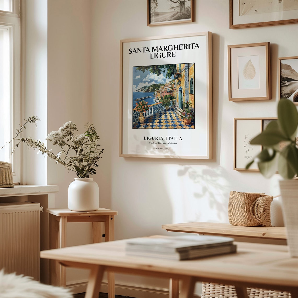 Santa Margherita Ligure Italy Seaside Terrace Watercolor Poster - Image 2