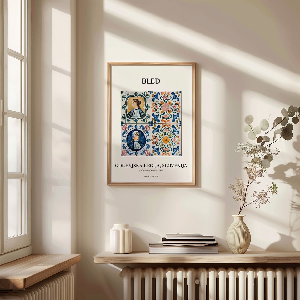 Bled Slovenia Folk Portrait Painted Tile Set Home Decor Poster - Image 3