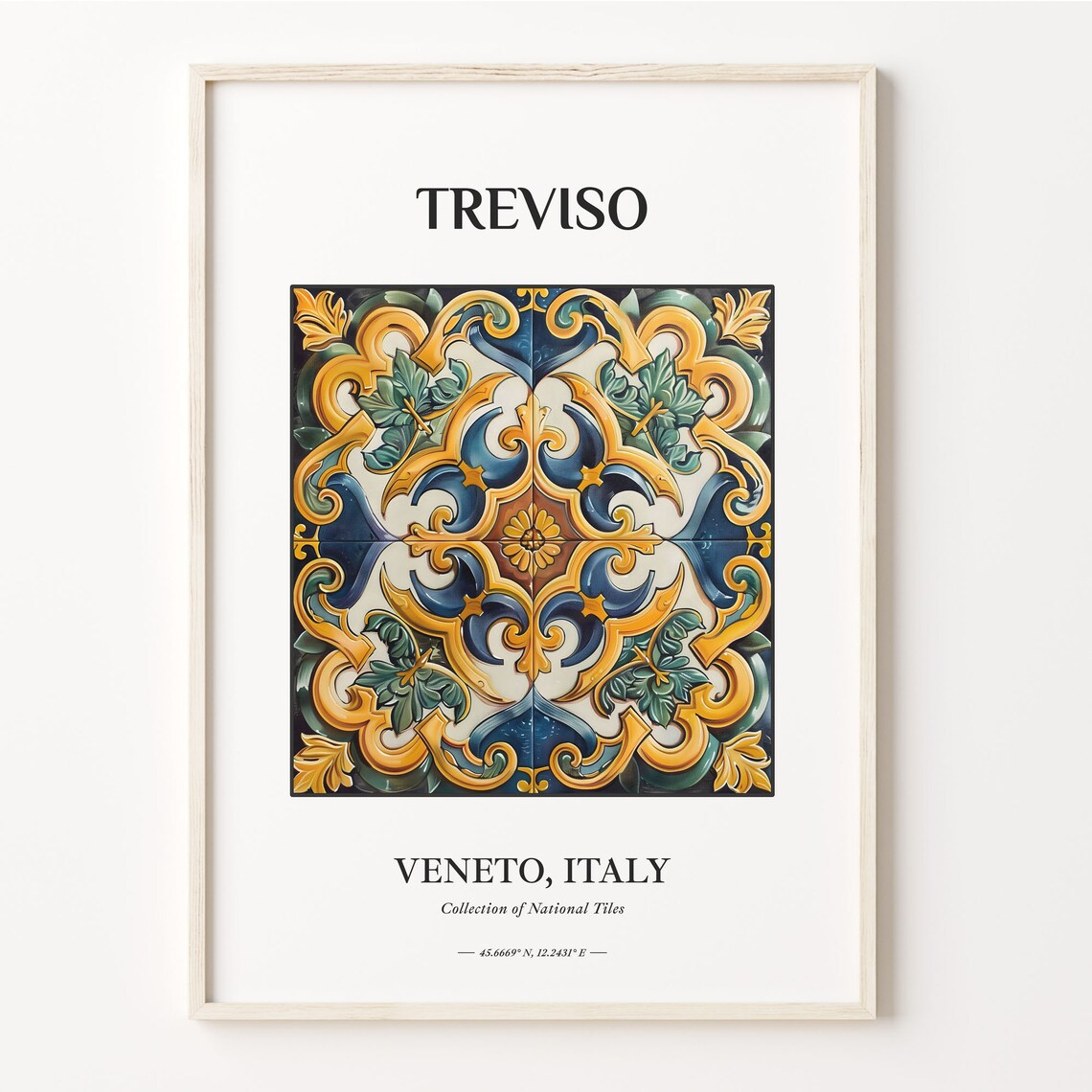 Treviso Italy Veneto Baroque Gold Tile Art Travel Poster Decor