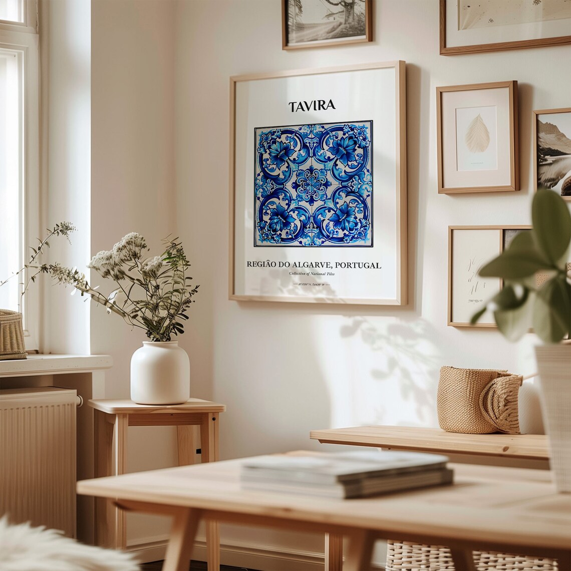 Tavira Algarve Portugal Blue and White Tile Home Decor Poster - Image 2