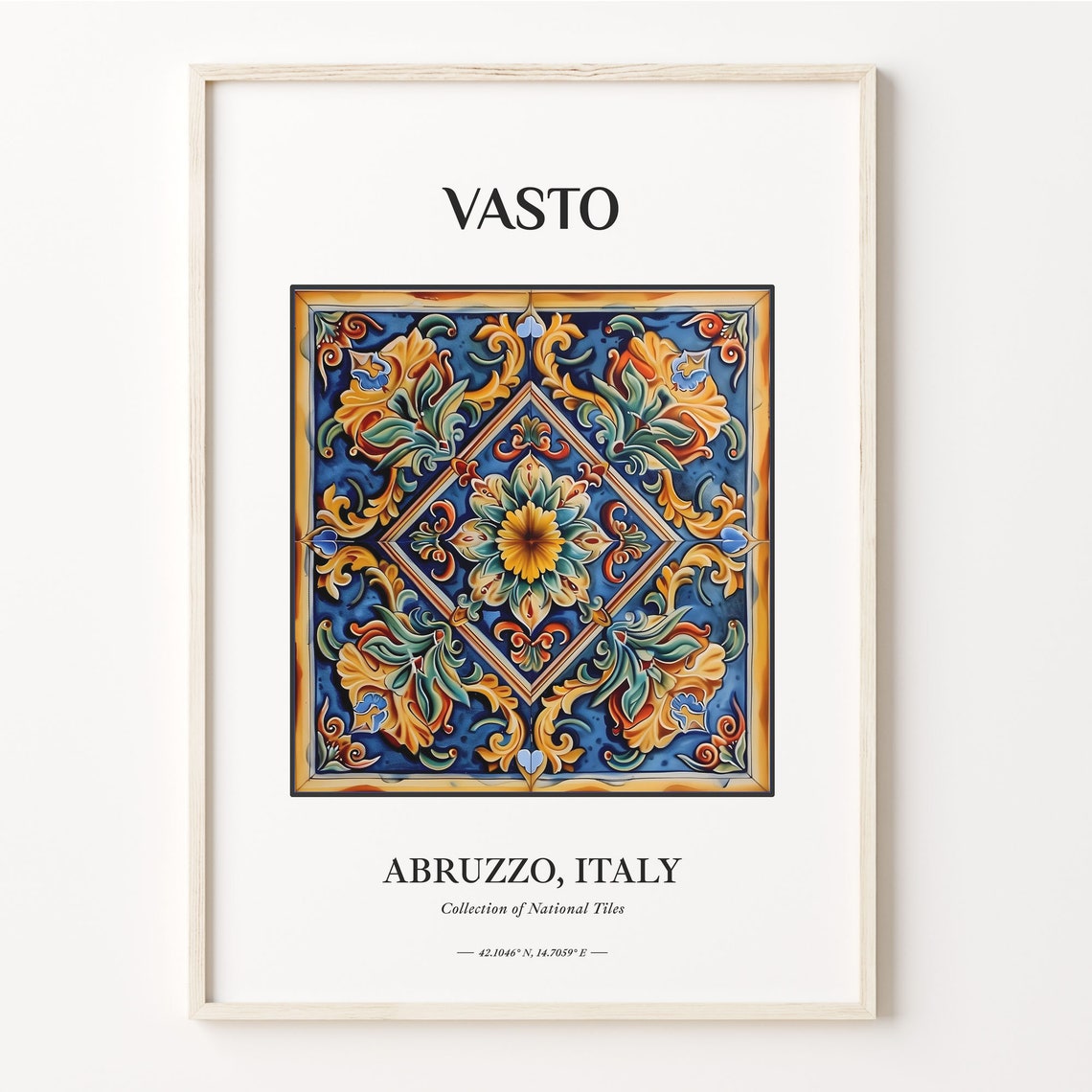 Vasto Abruzzo Italy Ornate Floral Sunflower Tile Medallion Wall Poster