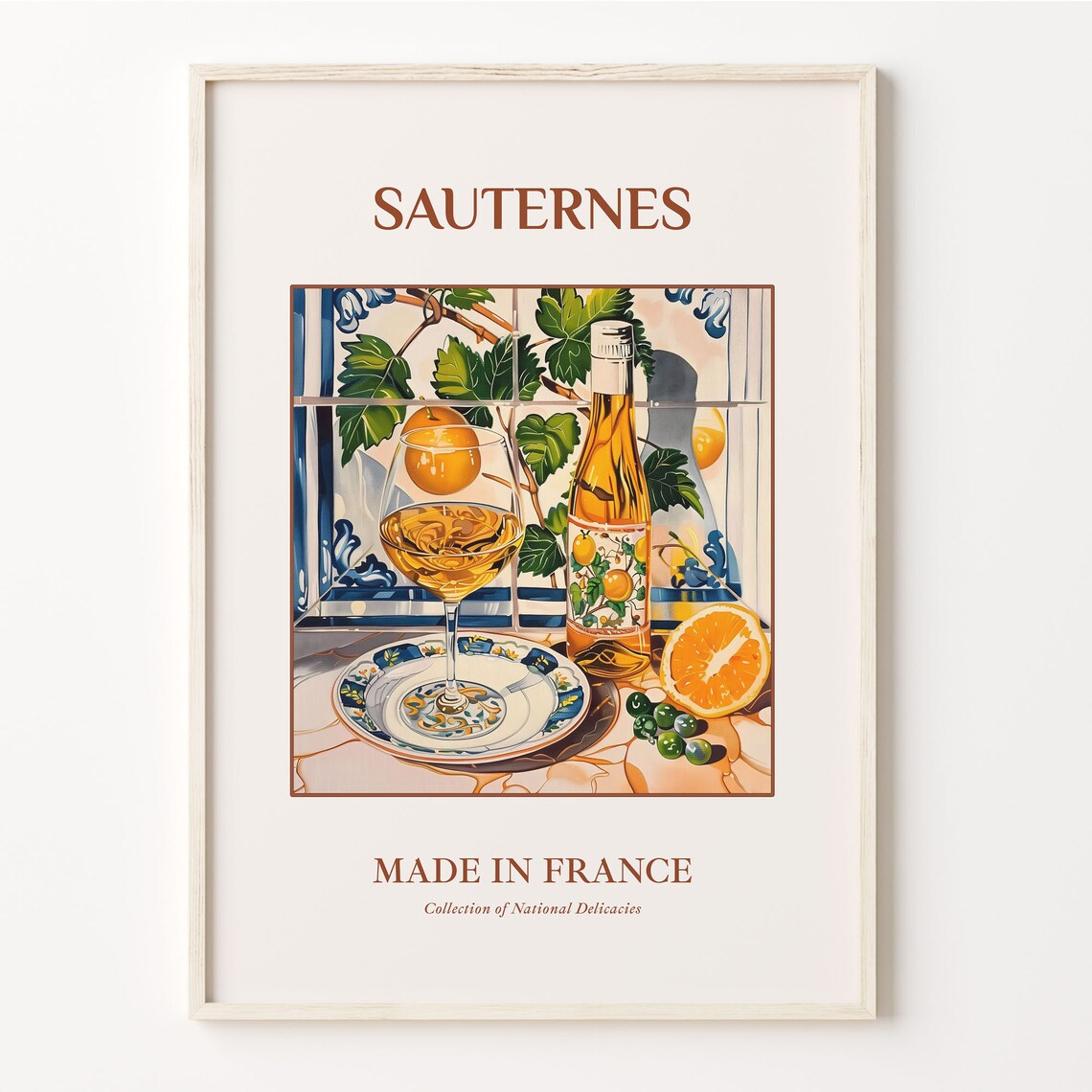 Sauternes French Golden Bordeaux Dessert Wine Glass Art Poster