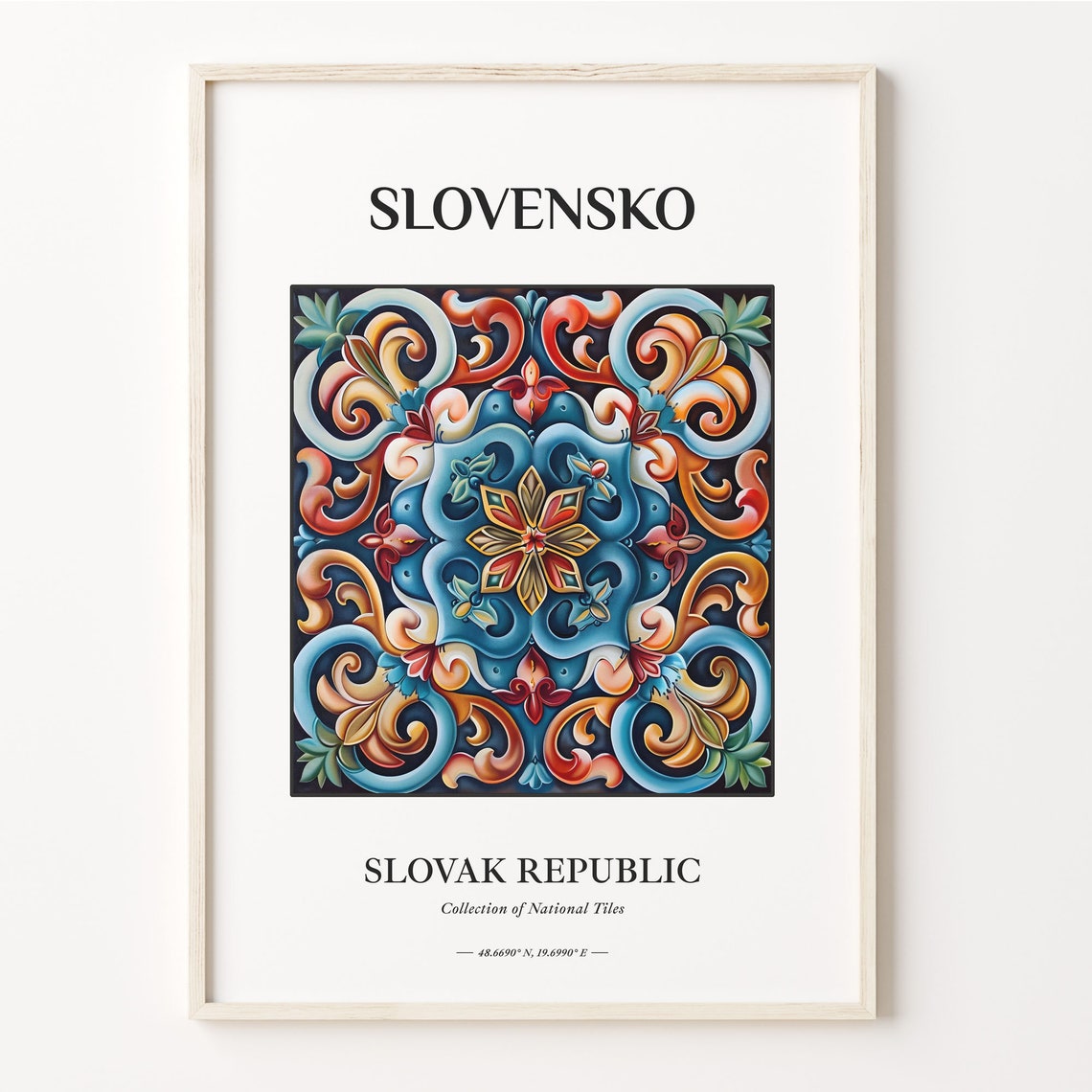 Slovensko Slovak Republic Tile Poster with Ornate Star Medallion