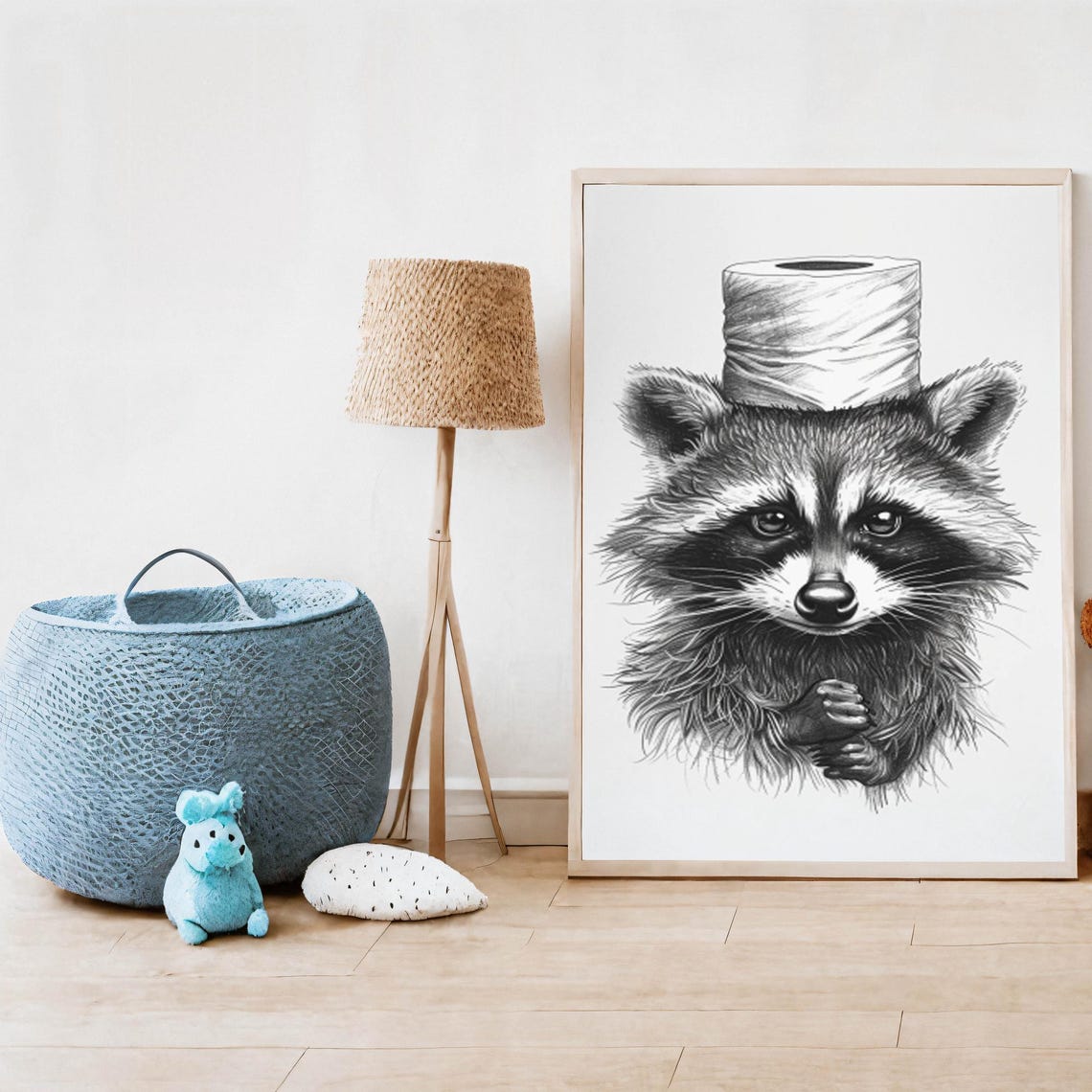 Raccoon Room Decor Raccoon Bathroom Portrait Funny Raccoon Painting Raccoon Rustic Poster Minimalist Raccoon Print Raccoon Gallery Art - Image 5