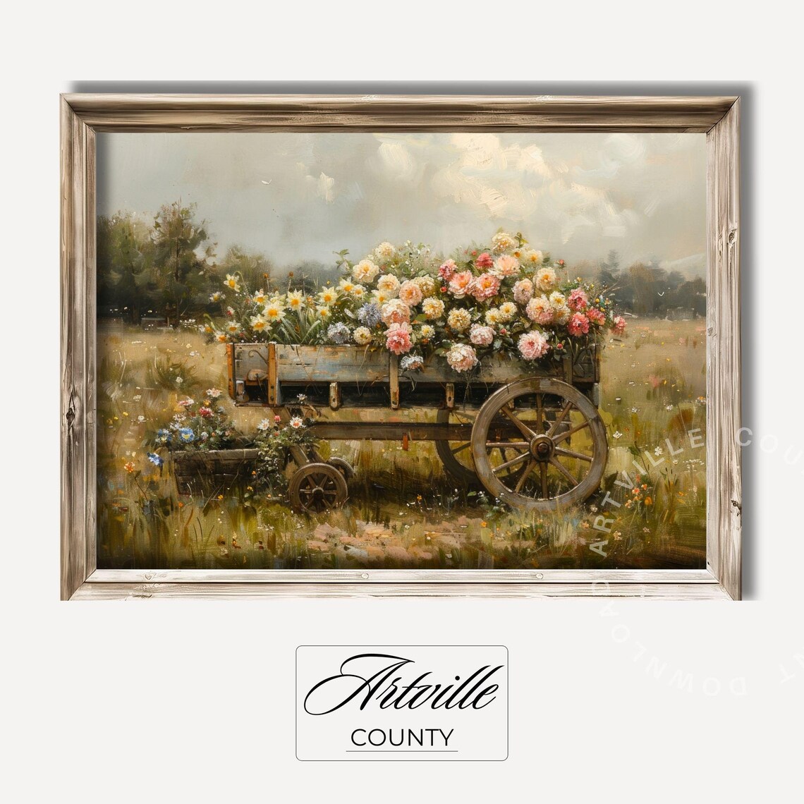Wildflowers Cart Vintage Floral Art Print