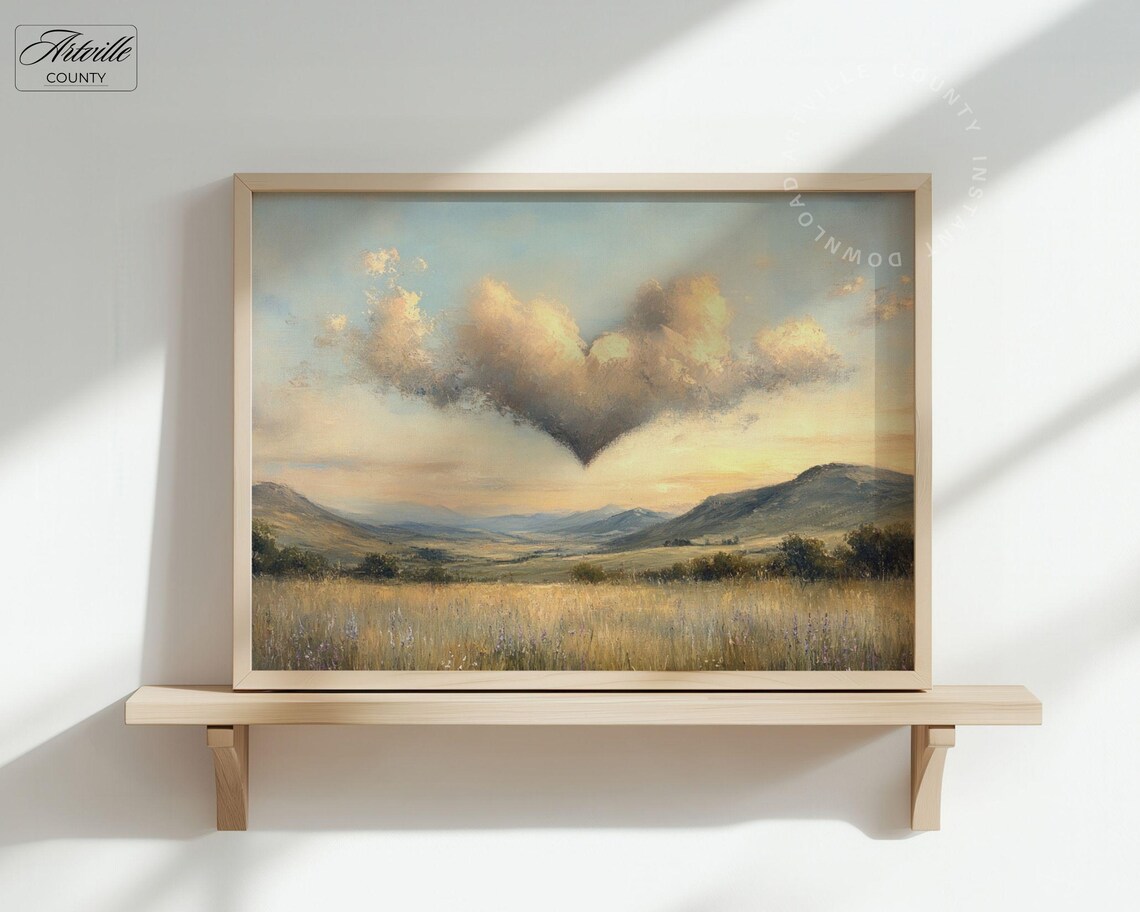Heart Shape Cloud Art Print, Romantic Spring Landscape - Image 3