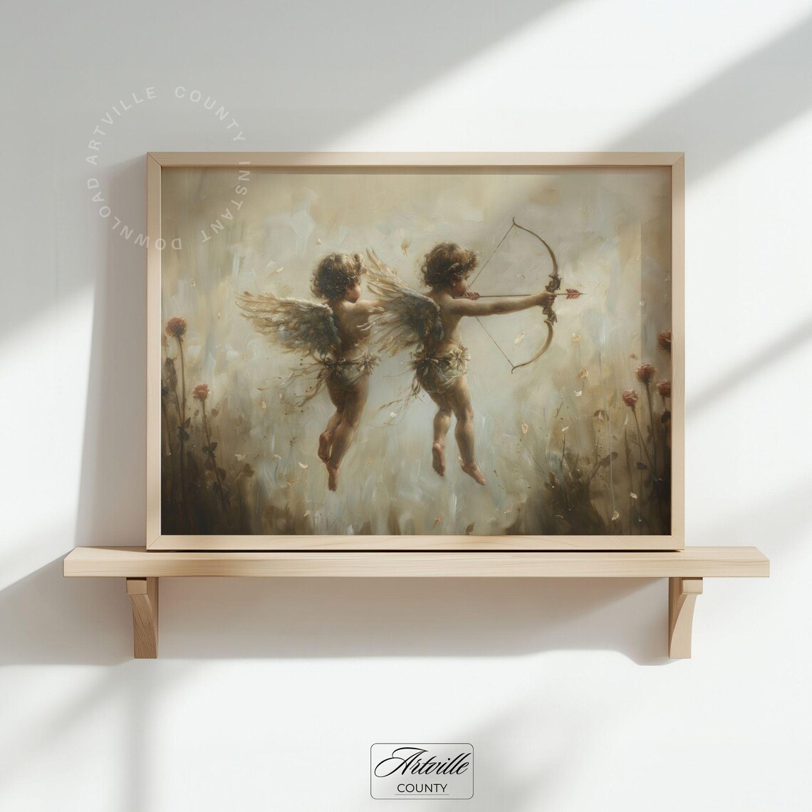 Muted Victorian Cupids Art Print, Vintage Angel Art - Image 2