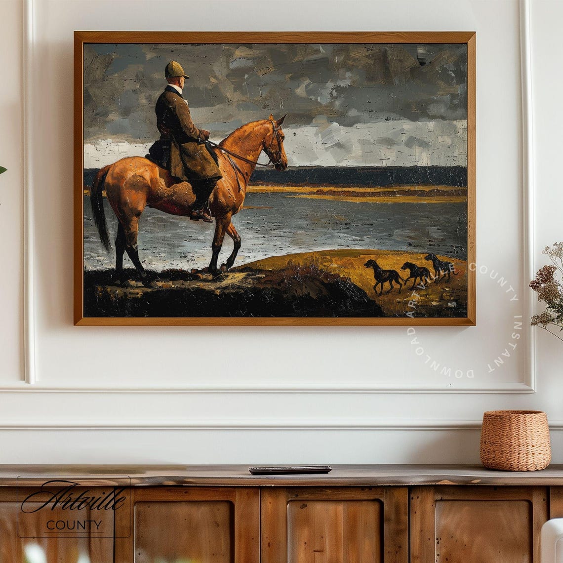Horseback Rider Lakeside Hounds Vintage Equestrian Hunt Poster - Image 4