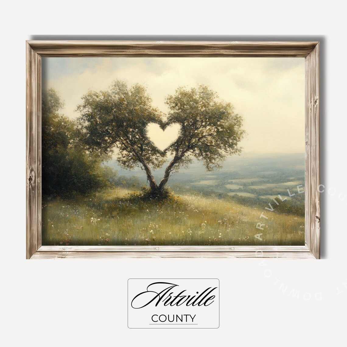 Heart Shape Tree Spring Landscape Art Print