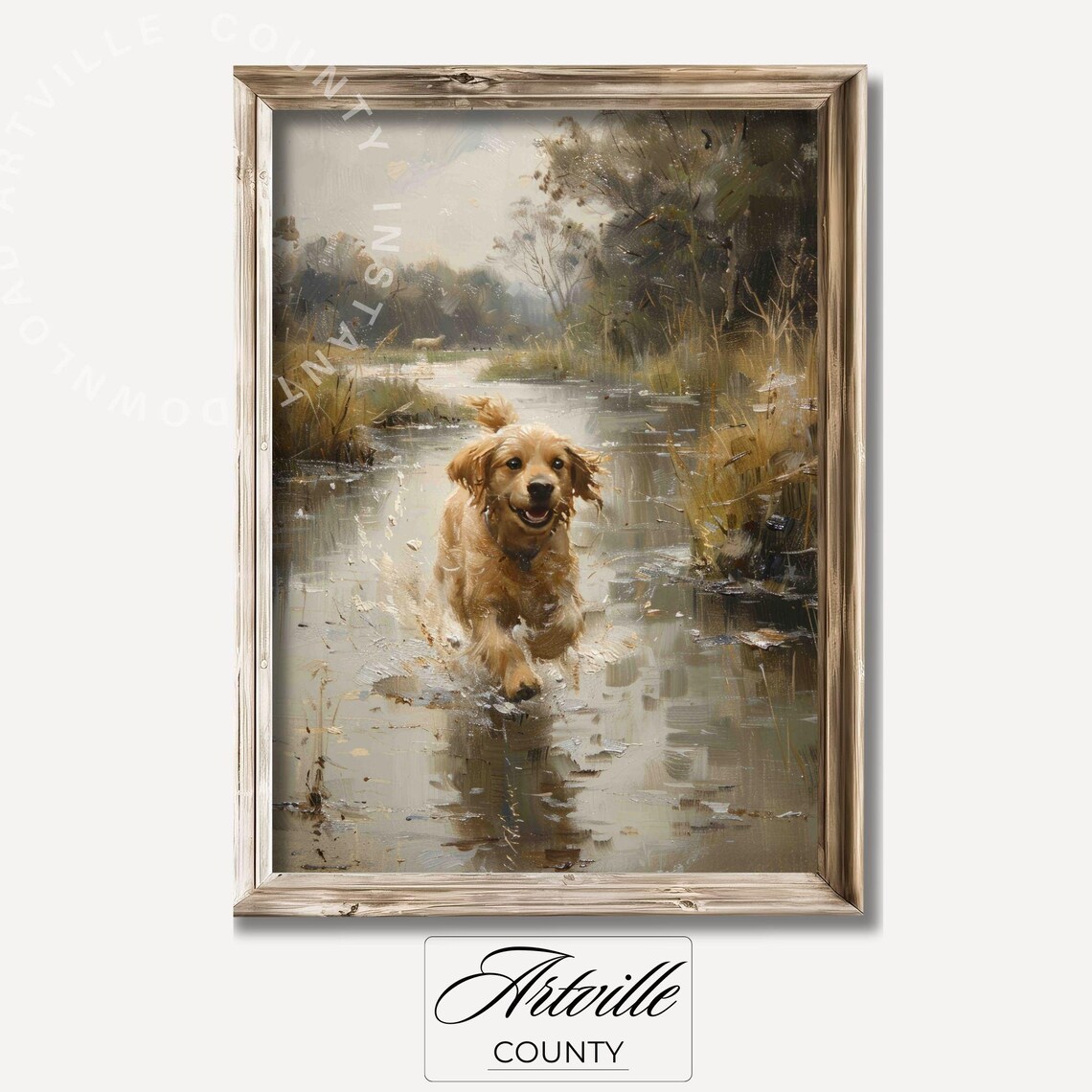 Cute Dog Vintage Spaniel Oil Painting Art Print