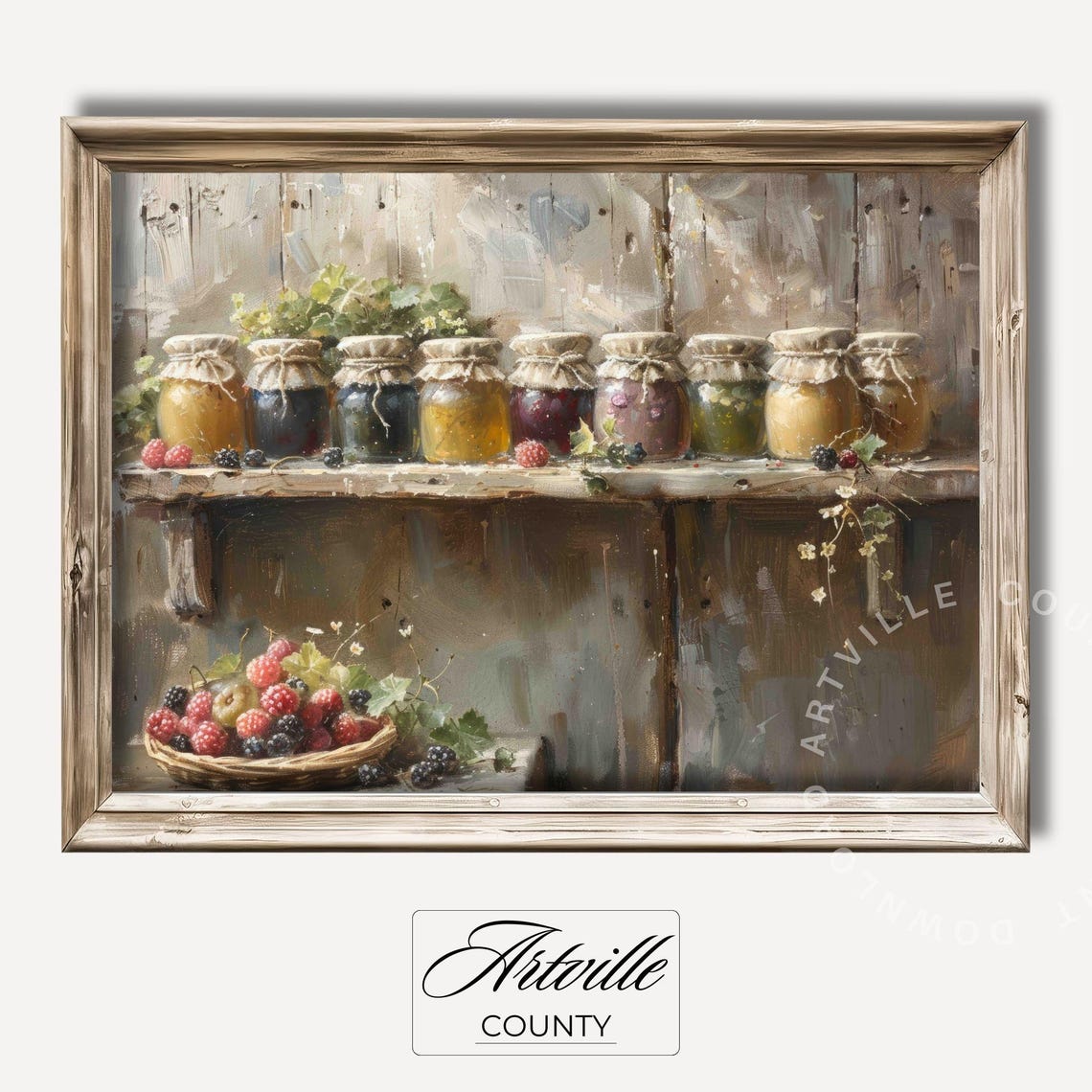 Farmhouse Jam Jars Berry Shelf Rustic Country Kitchen Poster