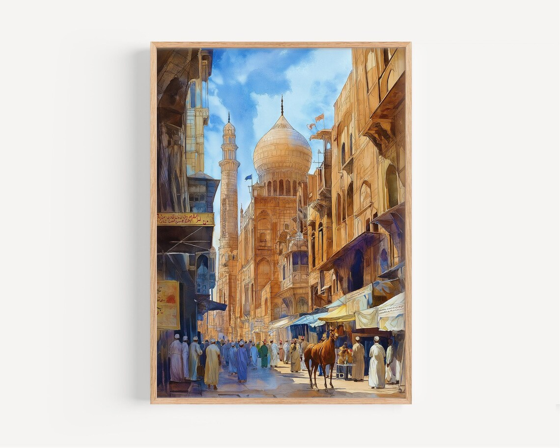 Karachi Watercolor Painting, Pakistan Travel Poster
