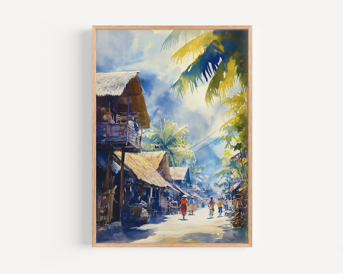 Philippines Watercolor Travel Poster, Asia Decor