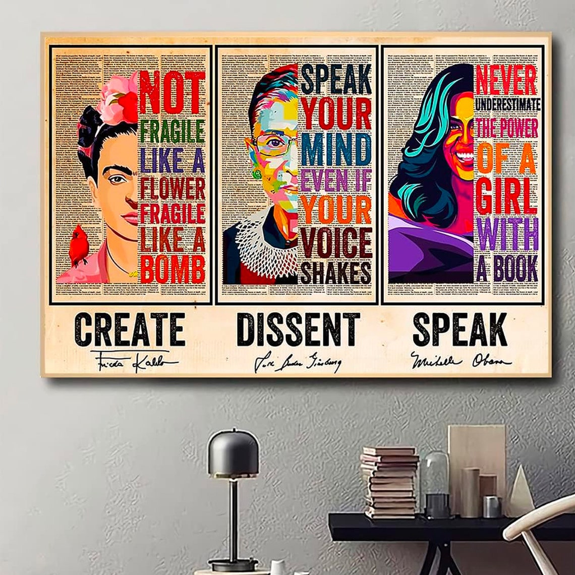 Create Dissent Speak Frida Kahlo RBG Michelle Obama Women Poster - Image 4