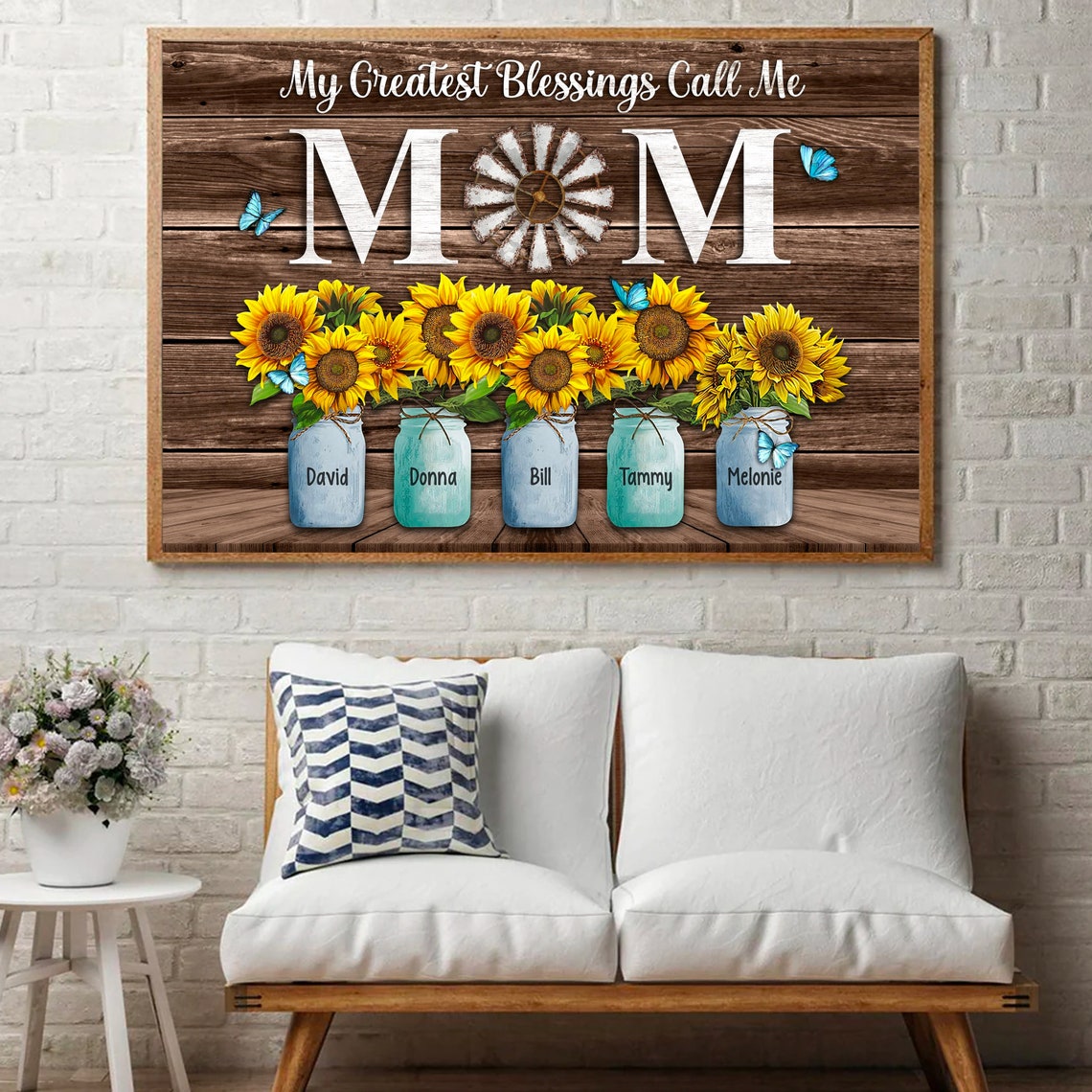 My Greatest Blessings Call Me Mom Sunflower Personalized Poster - Image 4