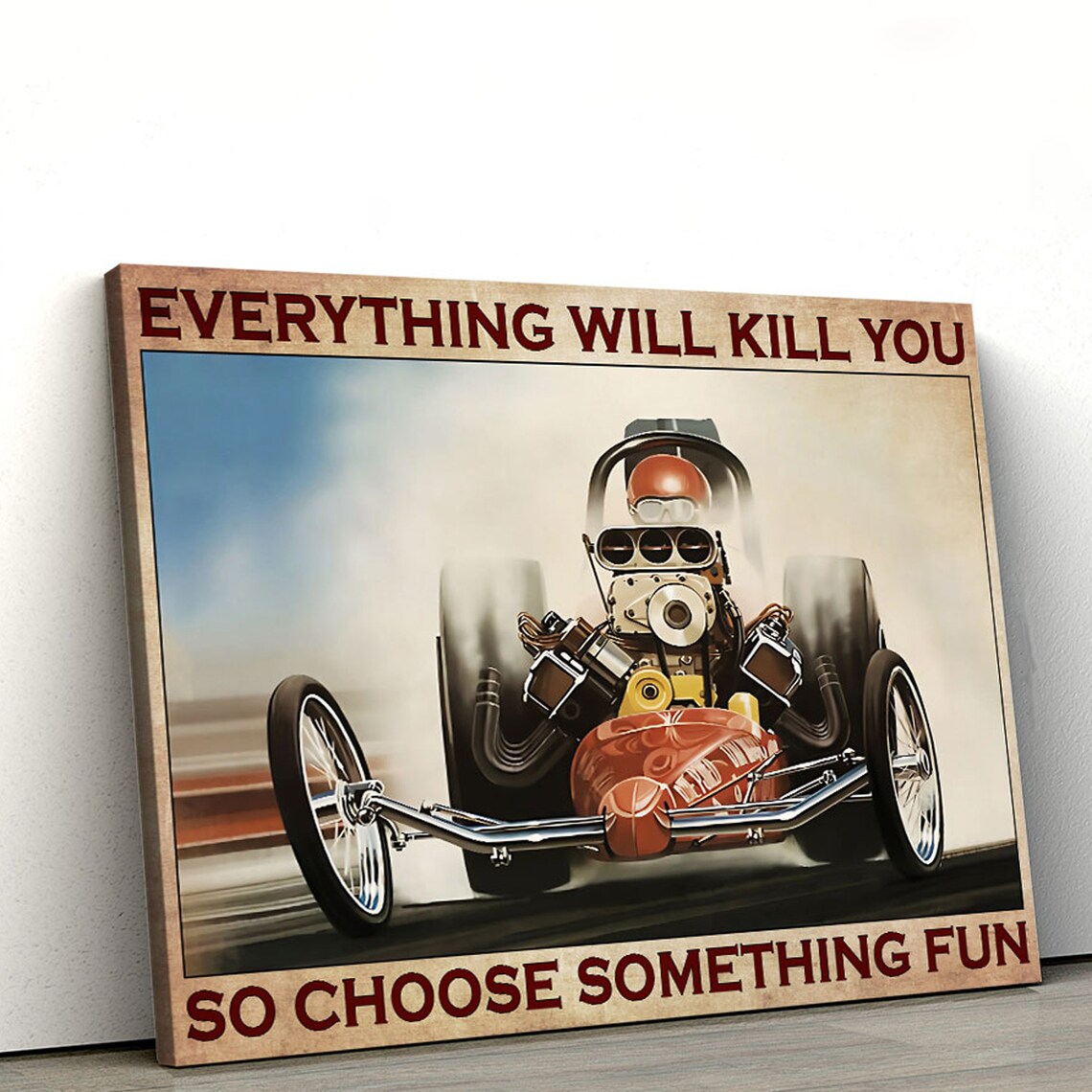 Vintage Red Drag Car, Drag Racing Poster