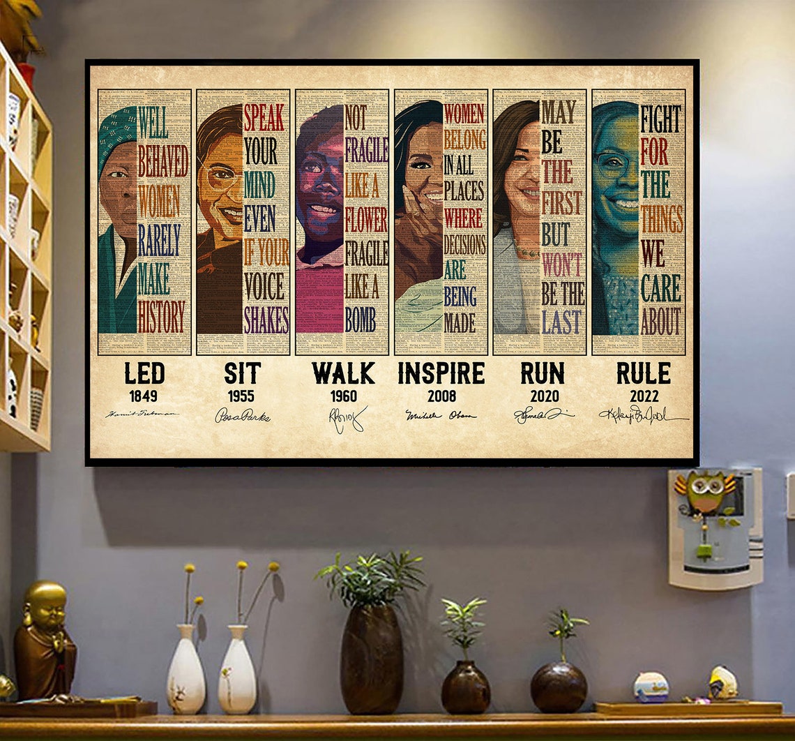 Led Sit Walk Inspire Run Rule Black Women History Timeline Poster - Image 4