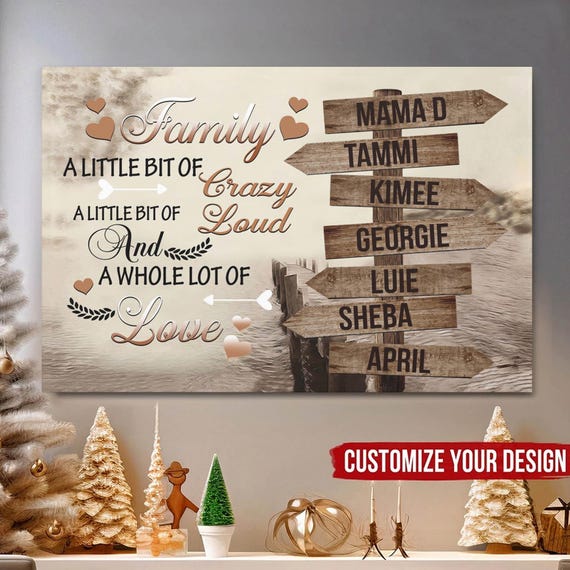 Family A Little Bit Of Crazy Poster Gift For Family Street Sign Custom Wall Art Vintage Wall Art Decor Family Name Sign