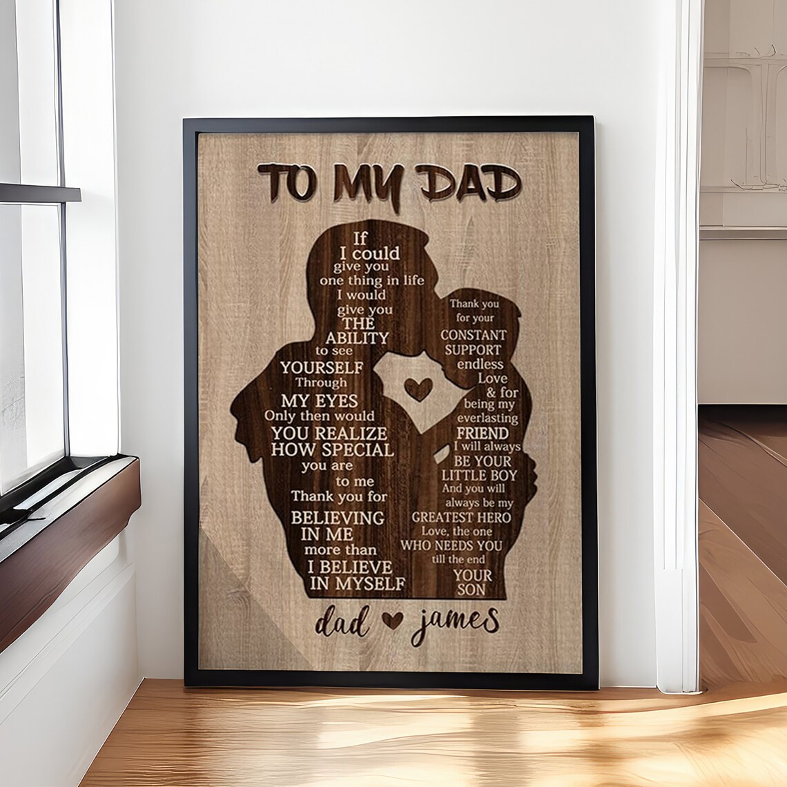 To My Mom Son Silhouette Wood Carving 'Your Little Boy' Poster - Image 4
