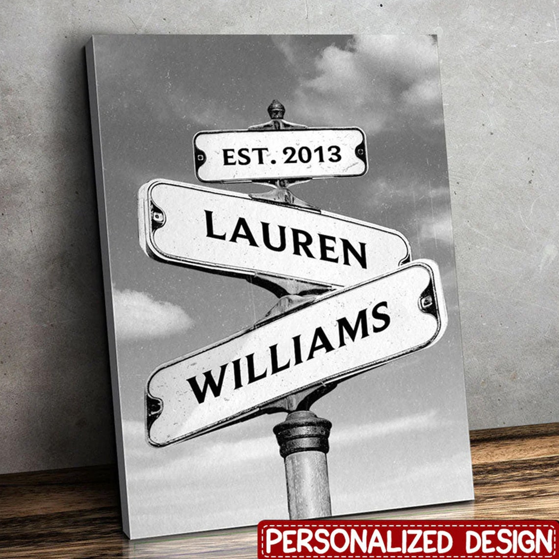 Personalized Couple Name Date Vintage Street Sign Forest Poster - Image 4