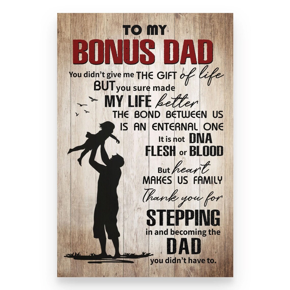 To My Bonus Dad Thank You For Stepping In Stepdad Poster Art