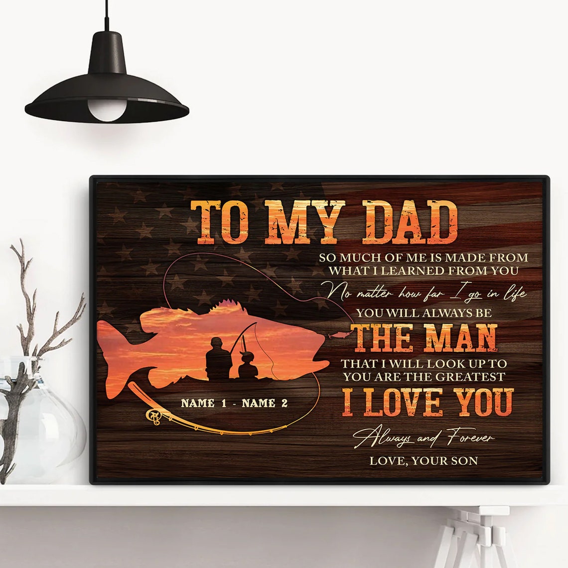 Personalized Fishing Postercanvas To My Dad Wall Art Home Decor Fathers Day Birthday Gift For Men Dad Husband - Image 2