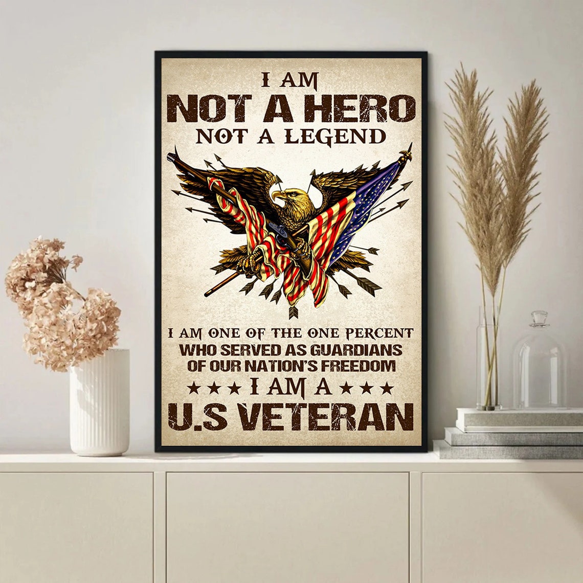I Am a U.S. Veteran American Eagle Flag Military Tribute Poster - Image 4