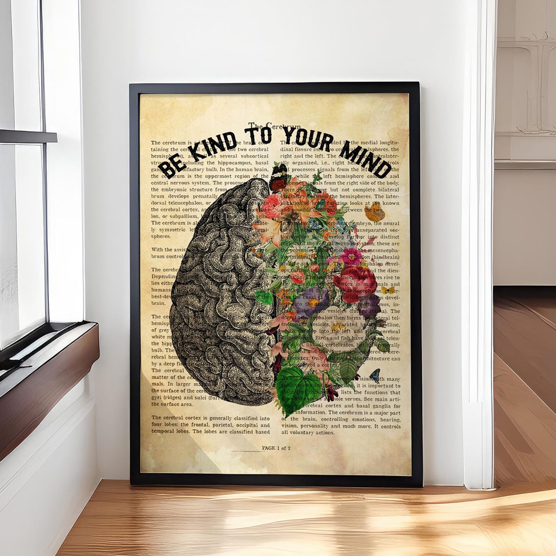 Be Kind to Your Mind Floral Brain Mental Health Awareness Poster