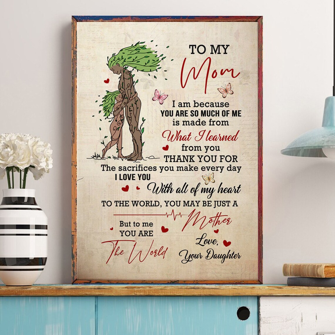 To My Mom You Are My World Tree Mother Art Loving Gift Poster - Image 4