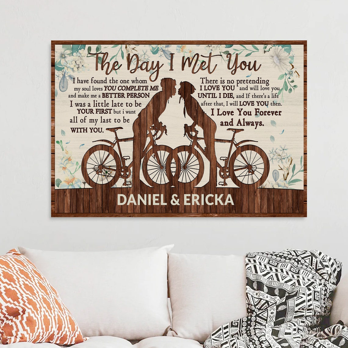 Personalized Cycling Couple The Day I Met You Forever And Always Poster Romantic Cycling Memory - Image 2