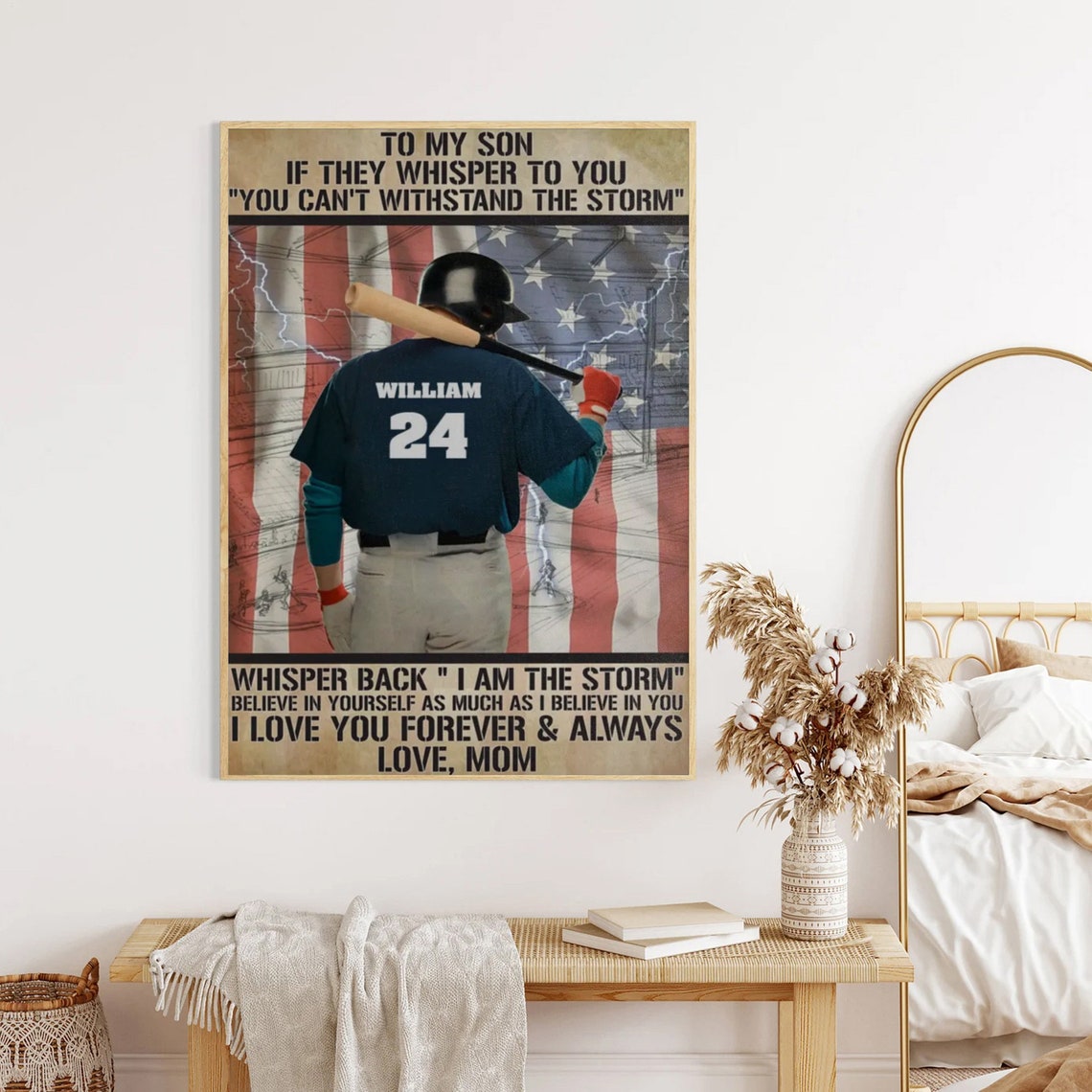 Personalized To My Son Baseball Baseball Lovers Gift For Sons Boyfriends Baseball Players Baseball Print - Image 4