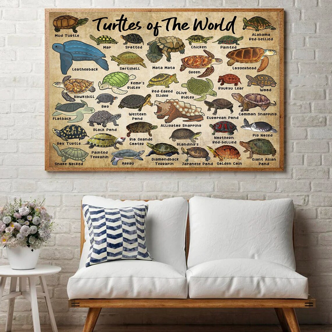 Turtles of the World Illustrated Species Identification Chart Poster - Image 2