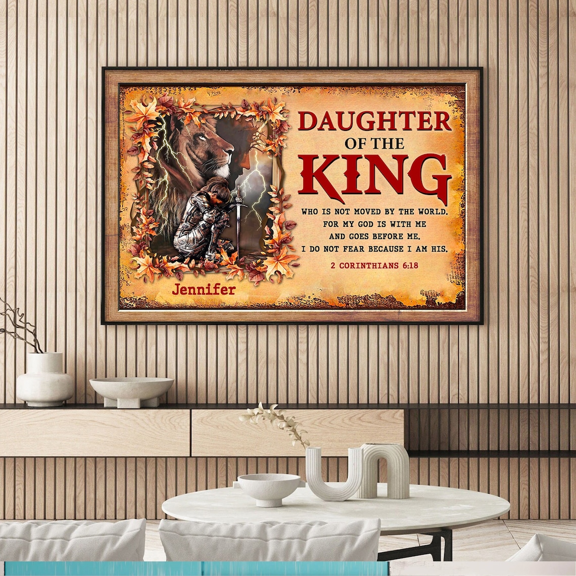 Daughter Of The King Bible Verse Lion Warrior Religious Poster - Image 4