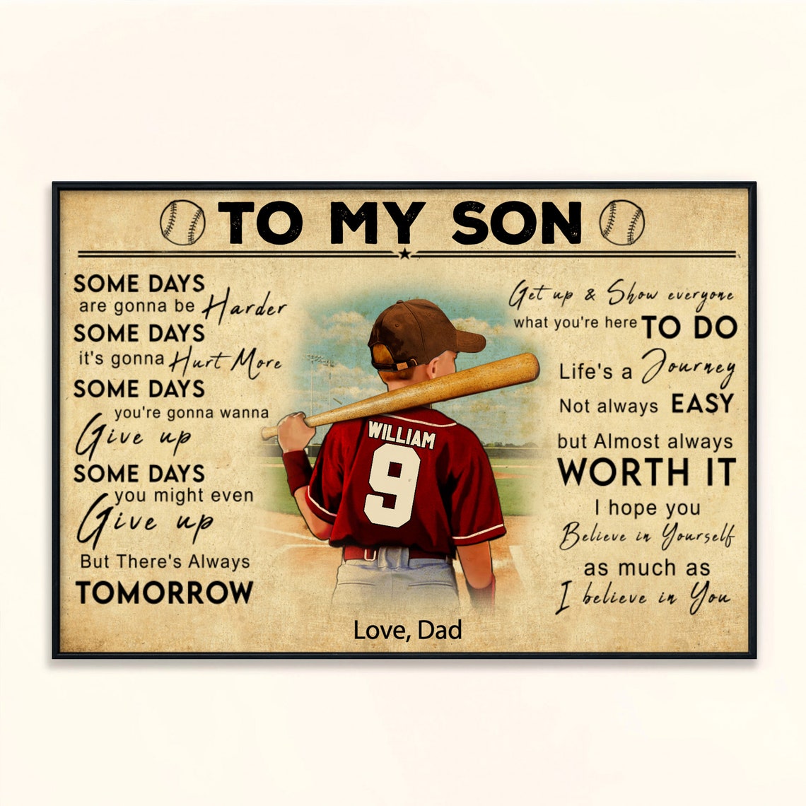 To My Son Baseball Some Days Are Harder Love from Dad Player Poster - Image 4