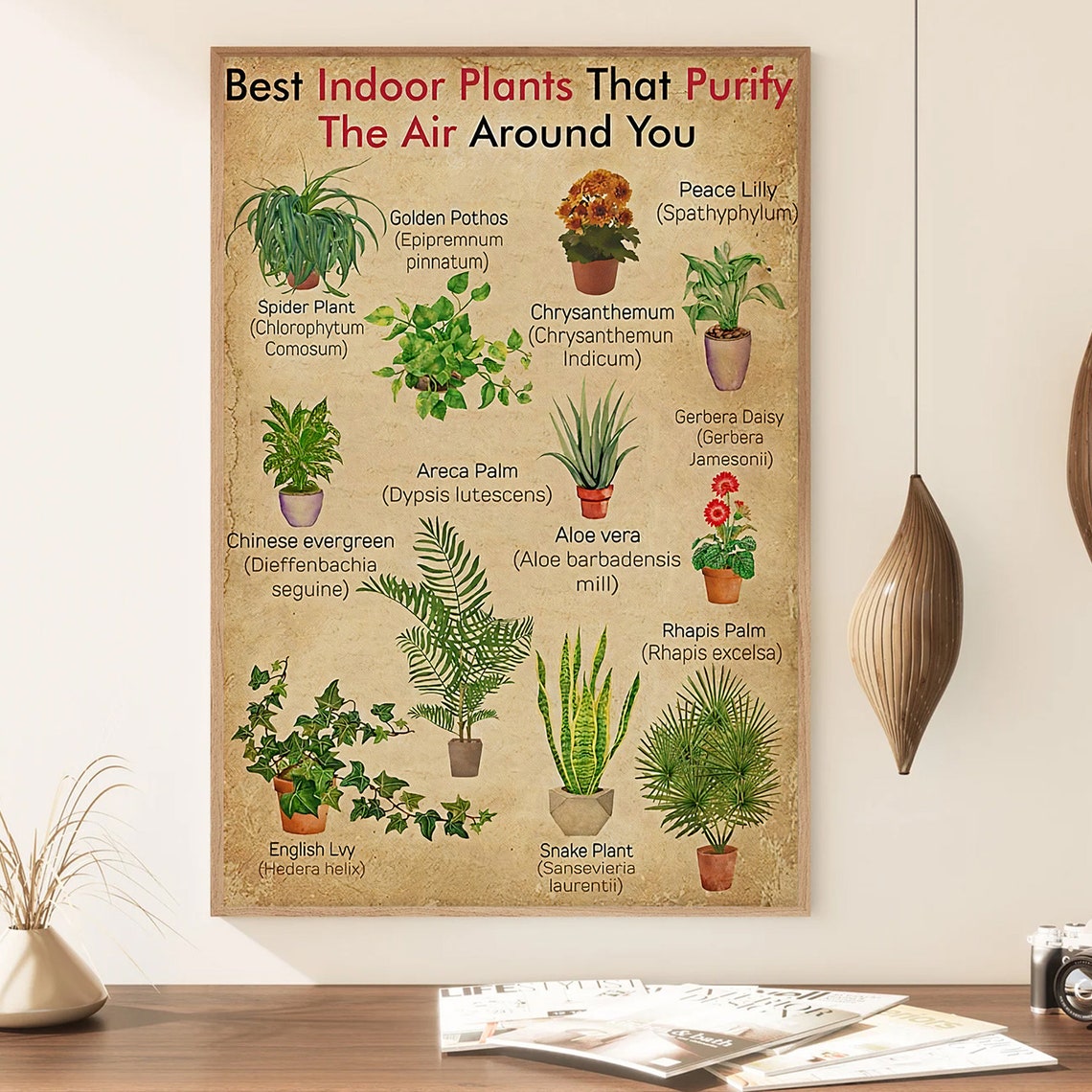 Best Indoor Plants That Purify the Air Botanical Chart Poster - Image 4