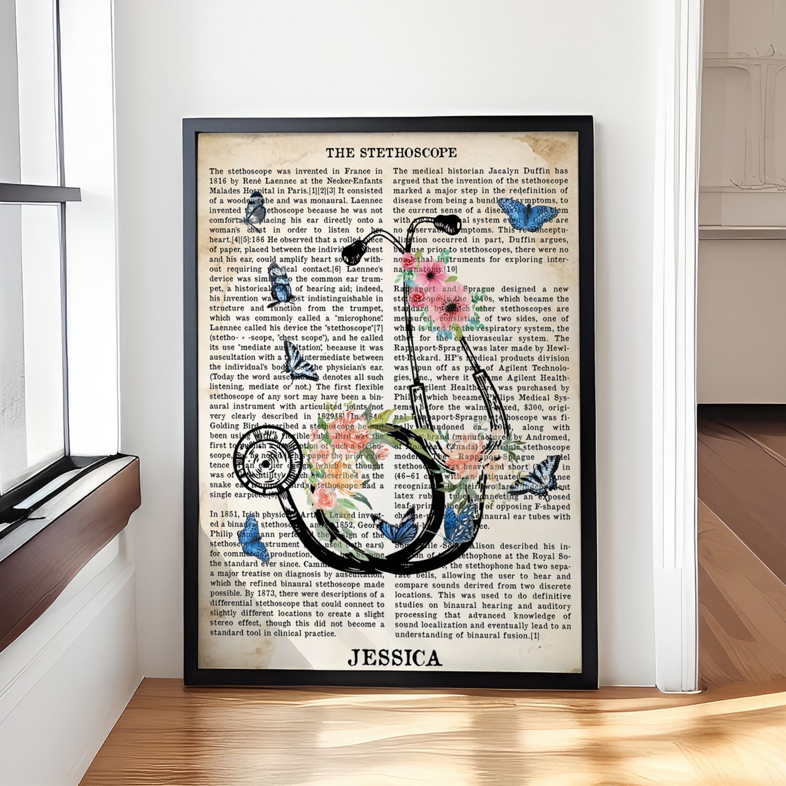 The Stethoscope Vintage Dictionary Personalized Nurse Poster Custom Name Home Decor For Girlfriend Wife Sister Mom