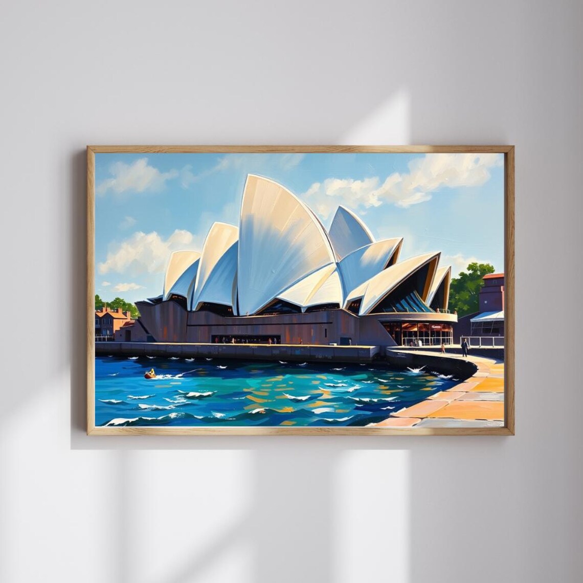 Sydney Opera House Harbour Sails Sunny Waterfront Painting Poster