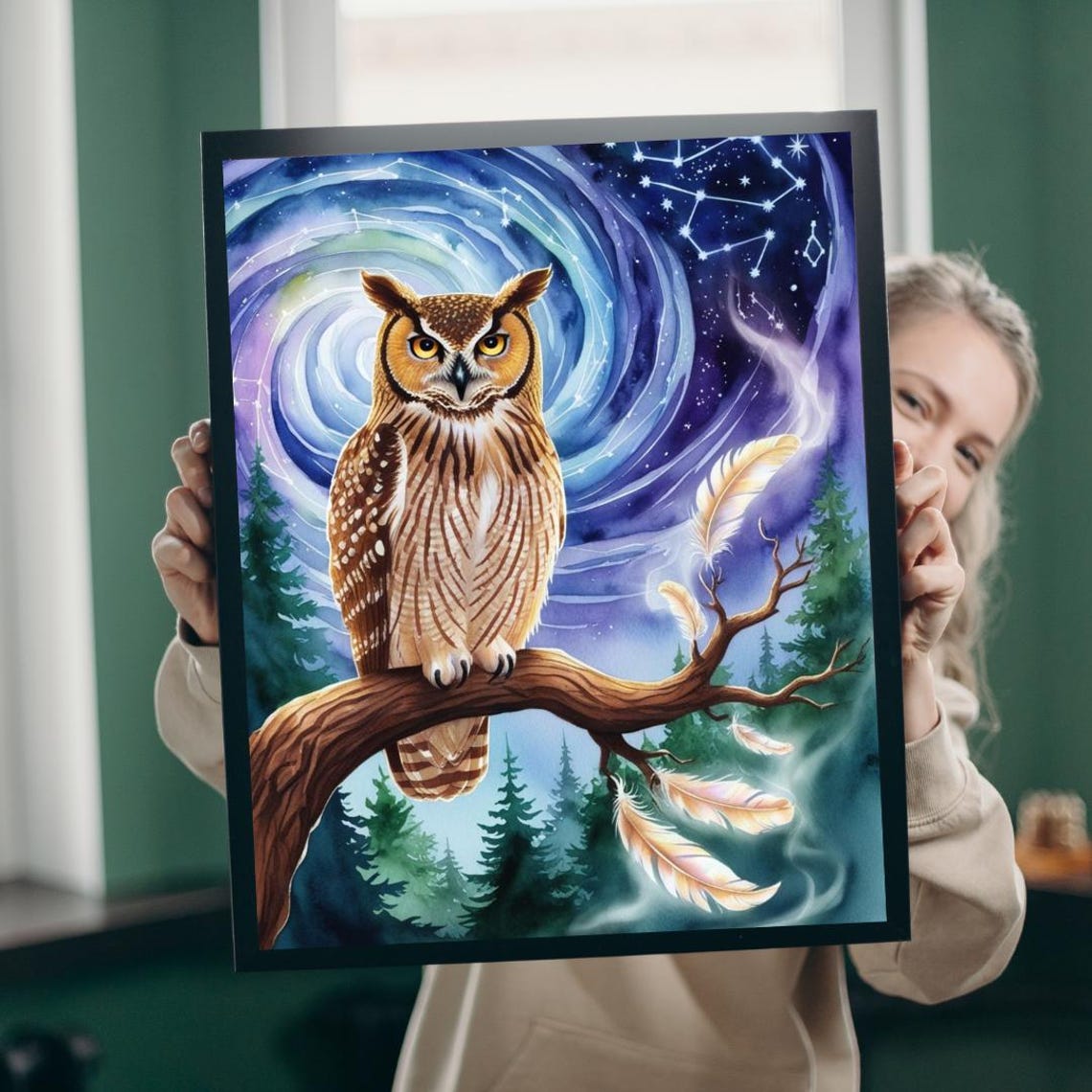 Jigsaw Puzzle Great Horned Owl Constellation Scene 1101014 Pieces Mystical Forest Nature Gift Relaxing Hobby Mindfulness Activity