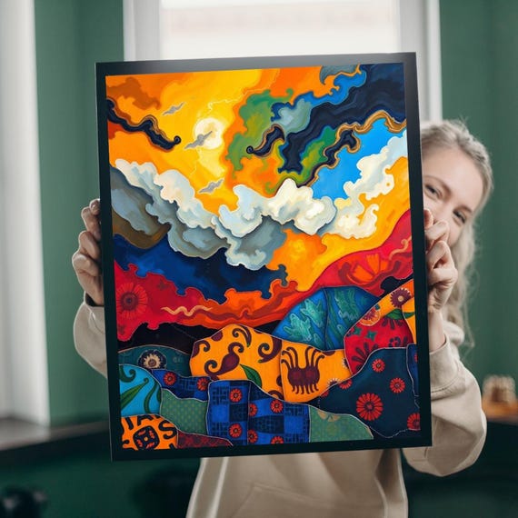 Abstract Landscape Jigsaw Puzzle Colorful Art Game Family Hobby
