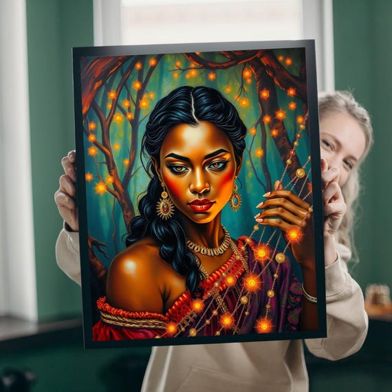 Bioluminescent Forest Puzzle Indigenous Woman Portrait Mindful Jigsaw Game
