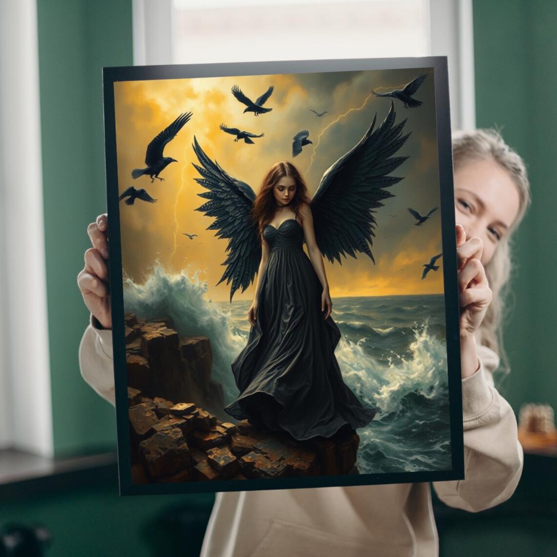 Mystical Angel Art Print, Fantasy Relaxation