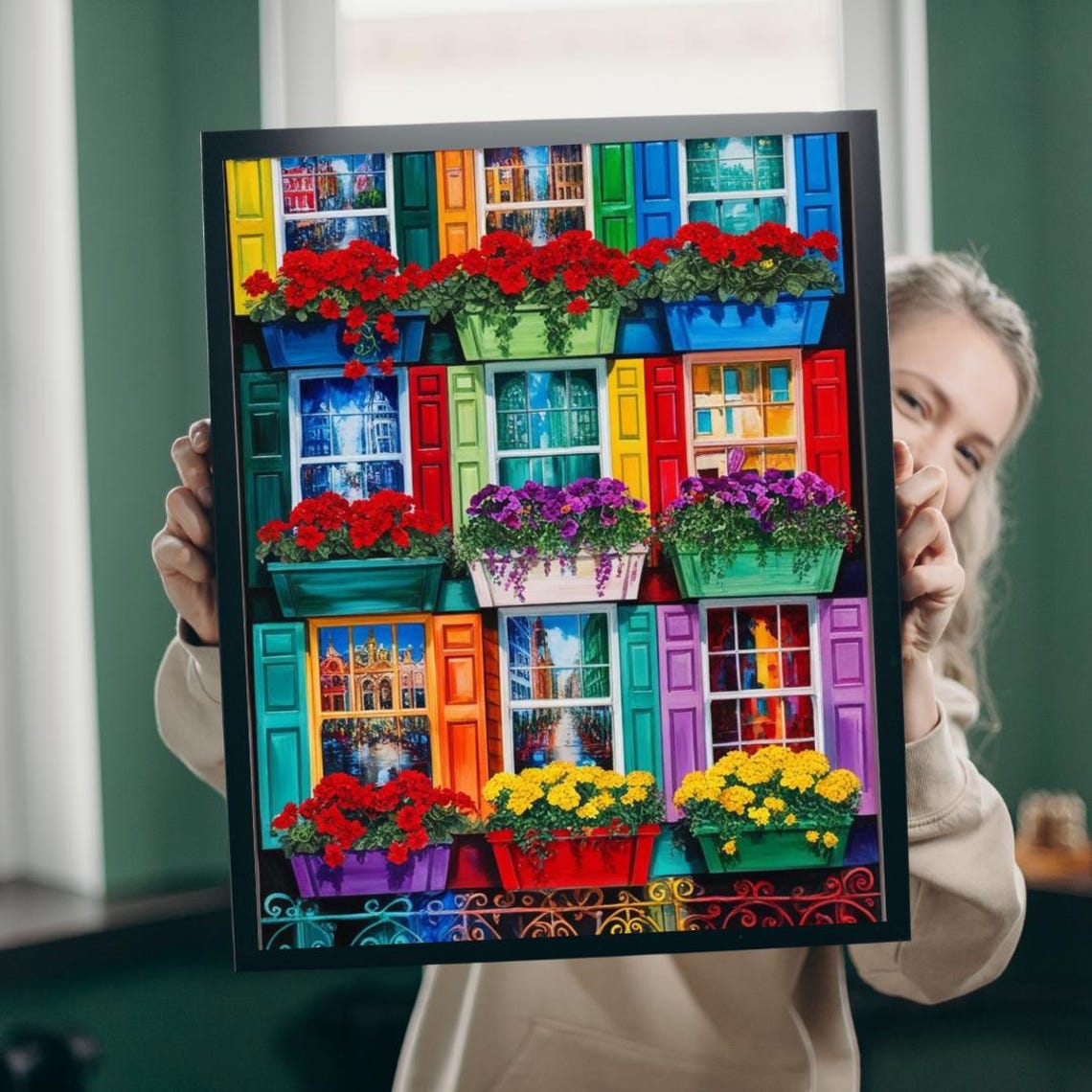 Flower Window Collage Poster Print